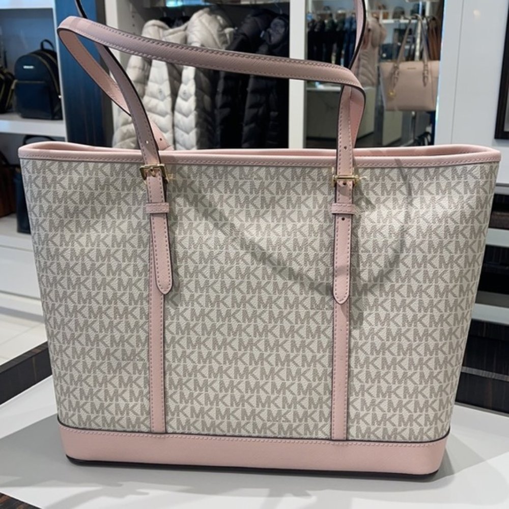 Michael Kors Jet Set Travel Large Top Zip Shoulder Tote Powder Blush Multi - Picture 7 of 16